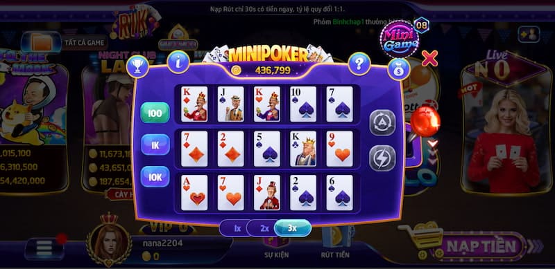 Hướng dẫn chơi game bài Mini Poker RikVIP cực hot 2 Hướng dẫn tham gia chơi Mini Poker RikVIP cực đơn giản
